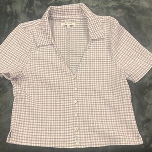Madewell Purple Plaid Button-Down cropped Shirt